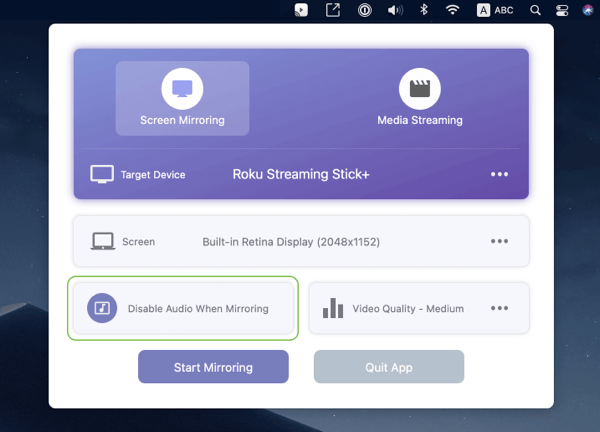 Enable Audio When Mirroing to Roku